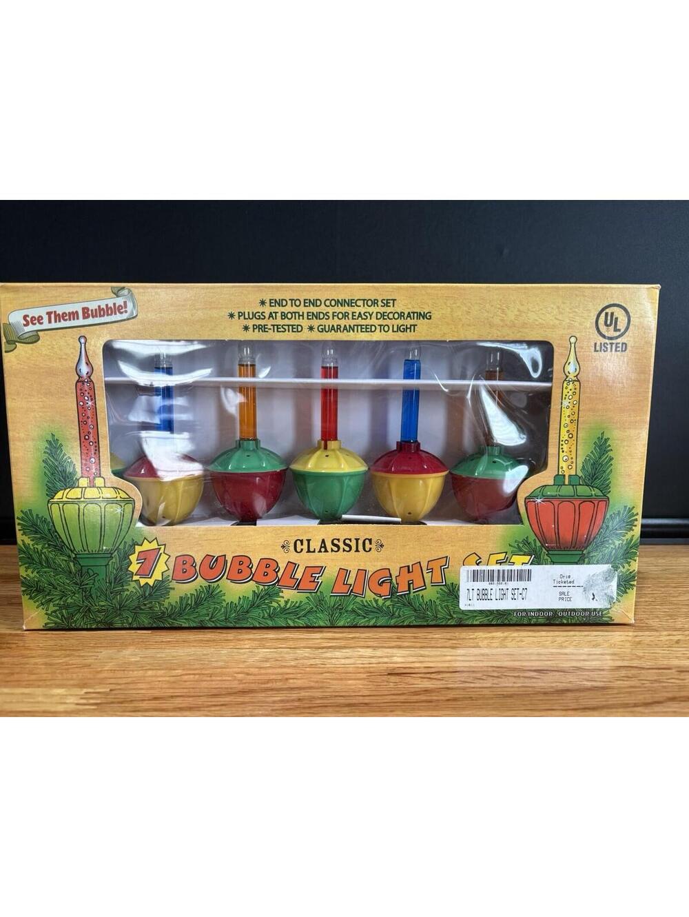 Kurt Adler Classic Bubble Light Set of 7 Multicolor Christmas Lights NEW In Box